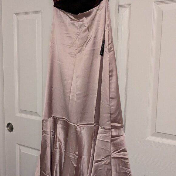 Mauve Pink Mixed Media Halter Maxi Dress - Picture 3 of 4